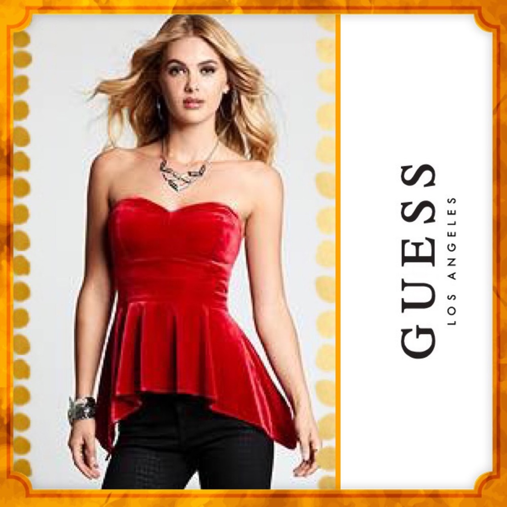🎄NWT Guess Velvet Bustier Peplum Top #160 🎄